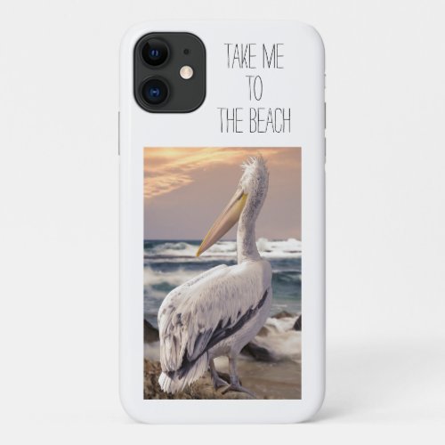 Beautiful Pelican Beach Ocean Waves Sunset iPhone 11 Case