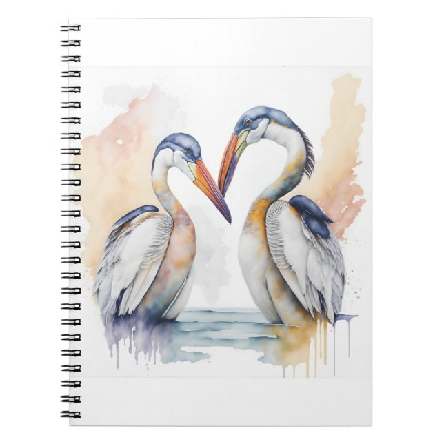 Beautiful Pelican Couple, Pelican Love Bonds Notebook (Front)