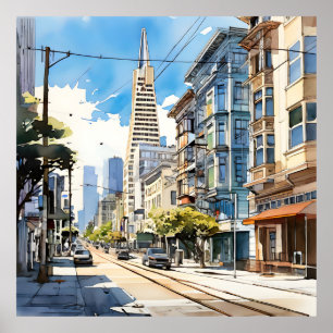 Beautiful pen and ink sketch of San Francisco Poster