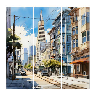 Beautiful pen and ink sketch of San Francisco Triptych
