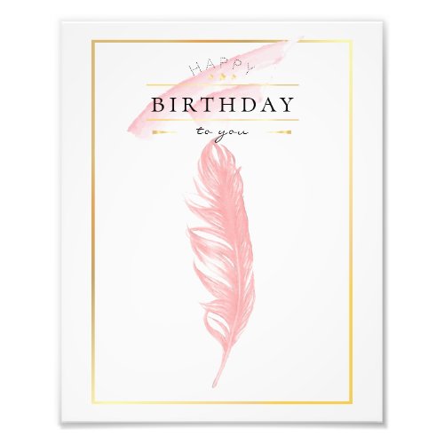Beautiful Pencil Drawing Pink Feather Birthday Photo Print