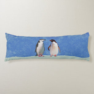 Beautiful Penguin Couple on Sky Blue Body Pillow
