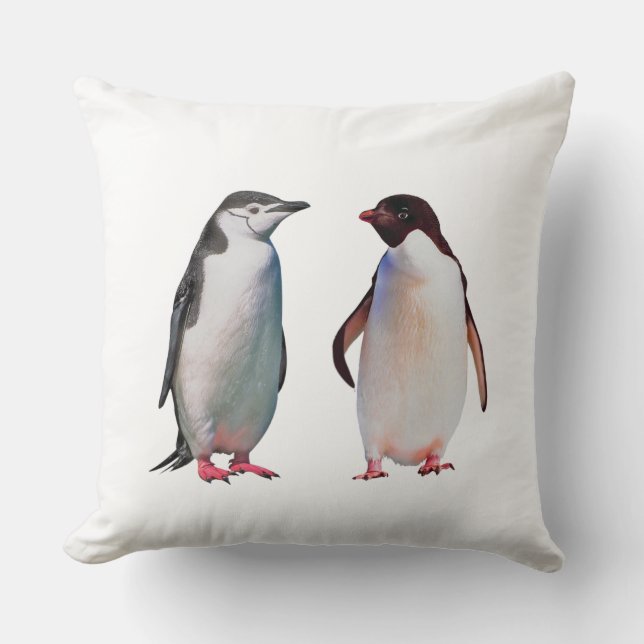 Beautiful Penguin Couple Throw Pillow (Front)