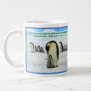 Beautiful Penguin Scripture 1 John 4:16 Giant Coff Coffee Mug