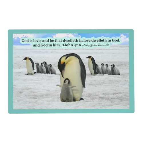 Beautiful Penguin Scripture 1 John 416 Laminated Placemat