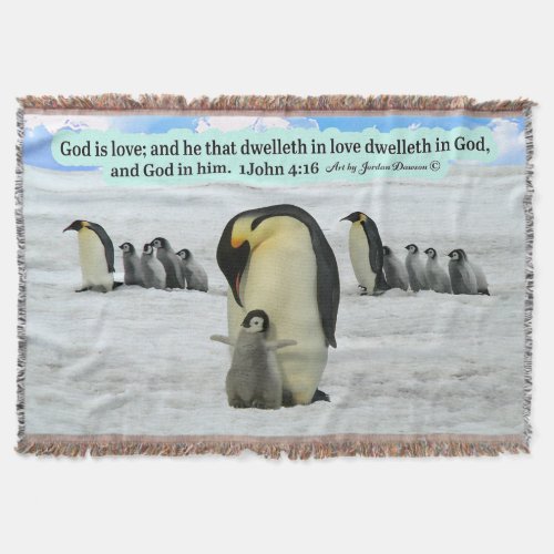 Beautiful Penguin Scripture 1 John 416 Throw Blanket