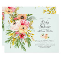 Beautiful Peonies Floral Baby Shower Invitations