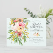 Beautiful Peonies Floral Bridal Shower Invitations (Standing Front)