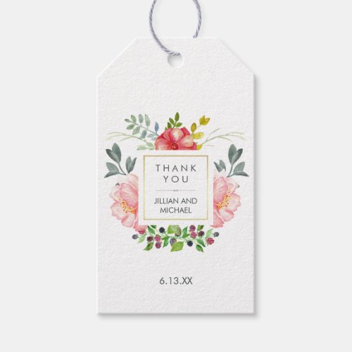 Beautiful Peonies on White Wedding Thank You Gift Tags