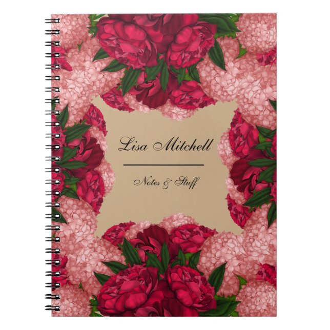 Beautiful peonies. Personalized design Notebook (Front)