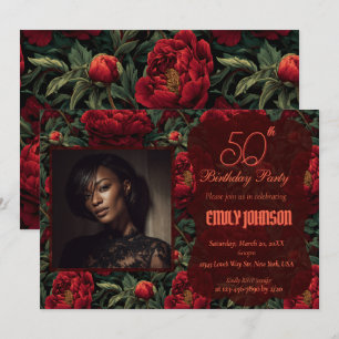 Beautiful Peonies Petal Spring Birthday Invitation