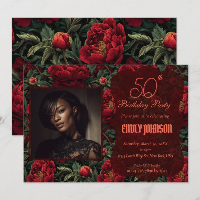Beautiful Peonies Petal Spring Birthday  Invitation (Front/Back)