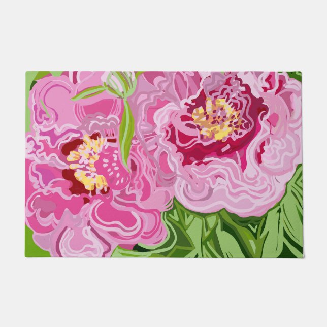 Beautiful peony doormat (Front)