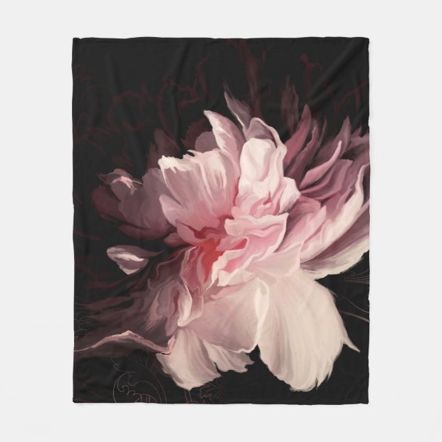 Beautiful peony flower fleece blanket (Front)