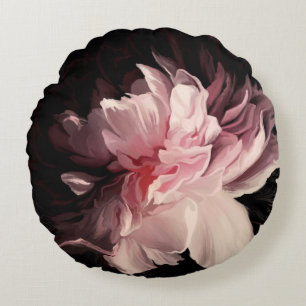 Beautiful peony flower round pillow