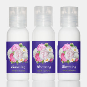 Beautiful peony flowers on indigo blue hand lotion