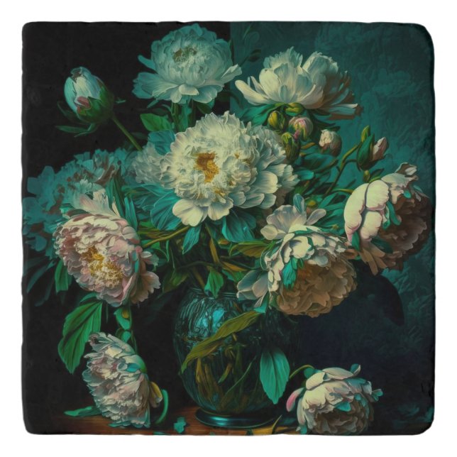 Beautiful Peony Flowers  Trivet (Front)