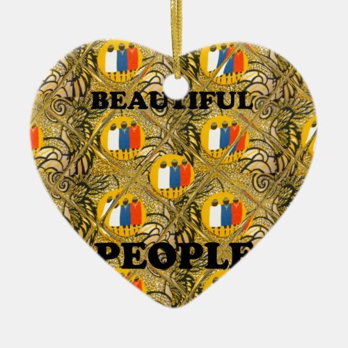 Beautiful People African Traditional Motif Colors  Ceramic Ornament