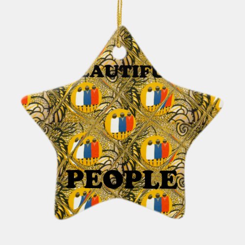 Beautiful People African Traditional Motif Colors  Ceramic Ornament