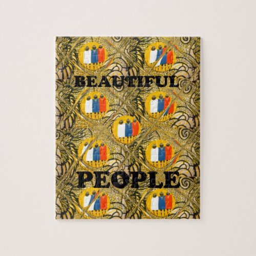 Beautiful People African Traditional Motif Colors  Jigsaw Puzzle