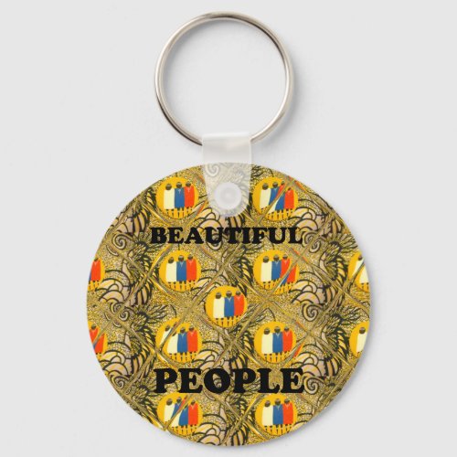 Beautiful People African Traditional Motif Colors Keychain