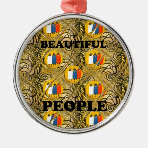 Beautiful People African Traditional Motif Colors  Metal Ornament