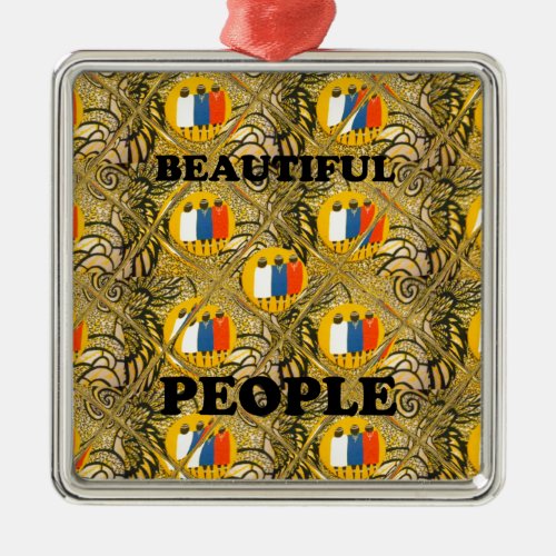 Beautiful People African Traditional Motif Colors  Metal Ornament
