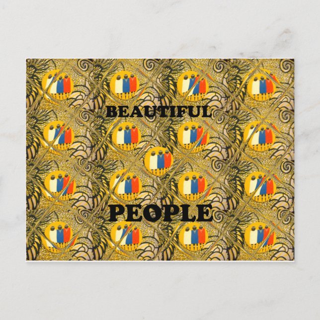 Beautiful People African Traditional Motif Colors Postcard (Front)
