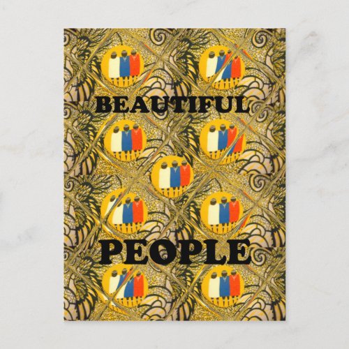 Beautiful People African Traditional Motif Colors  Postcard
