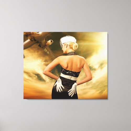 Beautiful People Retro Flight Attendant Canvas Art