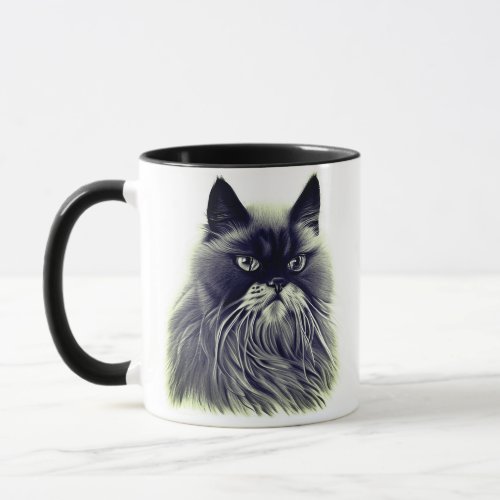 Beautiful Persian Cat in Black and White  Mug