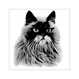 Beautiful Persian Cat Portrait  Rubber Stamp
