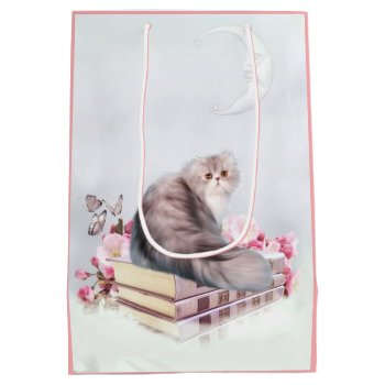 Beautiful Persian Cat With Books Medium Gift Bag by deemac2 at Zazzle