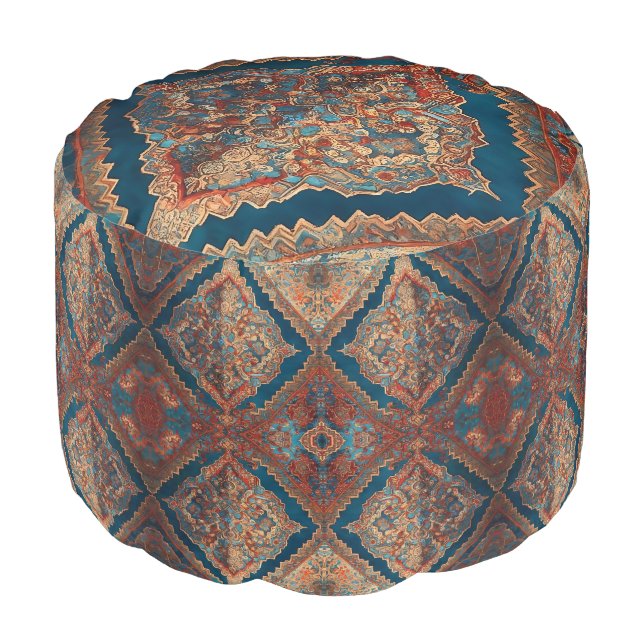 Beautiful Persian Old Pattern Modern Collection Pouf (Angled Front)