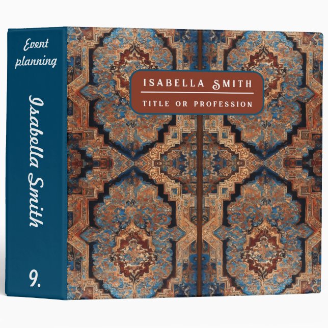 Beautiful Persian Old Pattern Popular Collection 3 Ring Binder (Front/Spine)