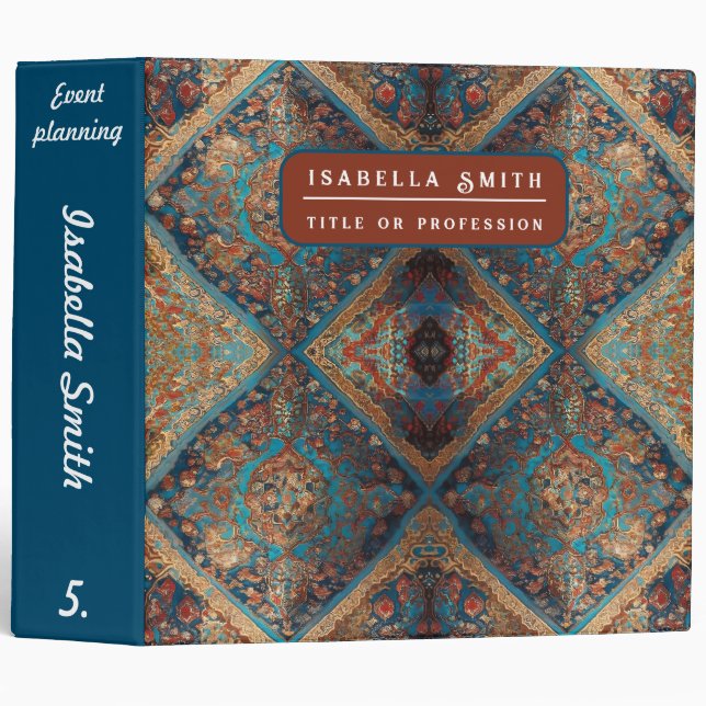 Beautiful Persian Old Pattern Trendy Collection 3 Ring Binder (Front/Spine)