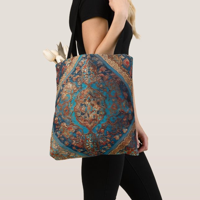 Beautiful Persian Old Pattern Trendy Collection Tote Bag (Close Up)