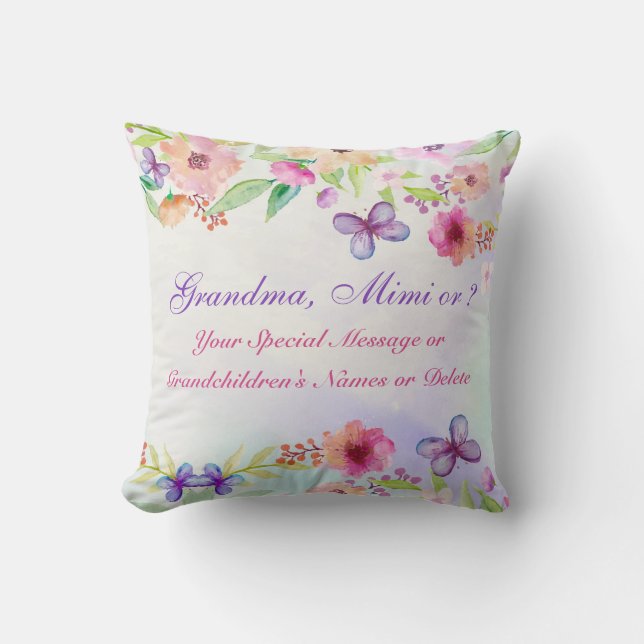 Beautiful Personalised Gifts for Grandma, Throw Pillow (Front)