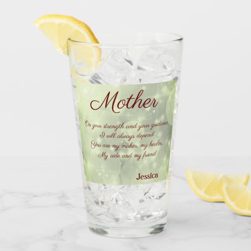 Beautiful Personalised Mother Poem Glass