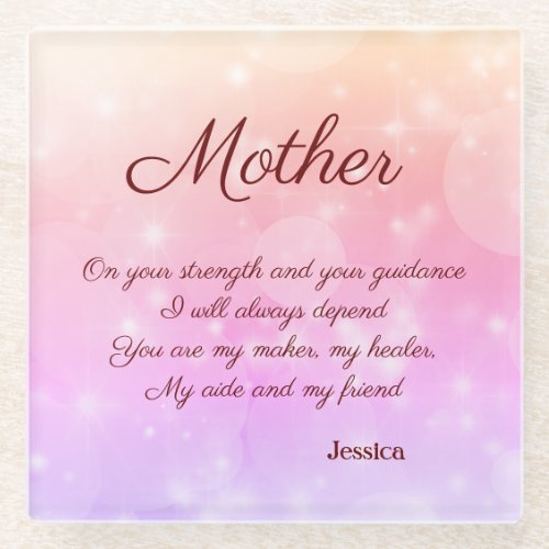 Beautiful Personalised Mother Poem Glass Coaster