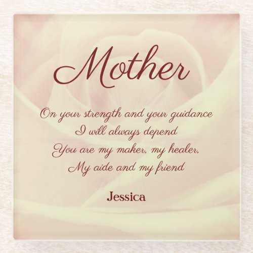 Beautiful Personalised Mother Poem Glass Coaster