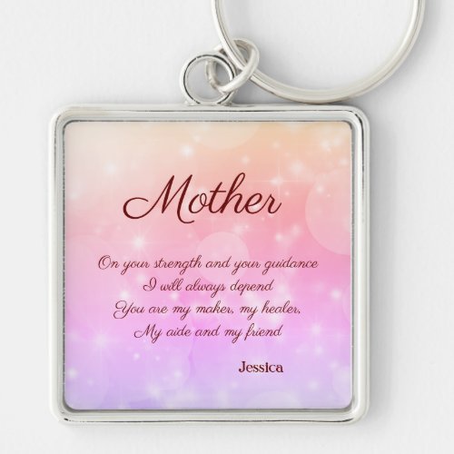 Beautiful Personalised Mother Poem Keychain