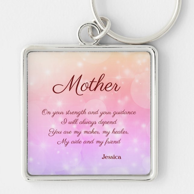 Beautiful Personalised Mother Poem Keychain (Front)
