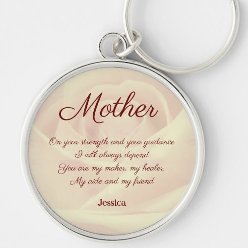 Beautiful Personalised Mother Poem Keychain