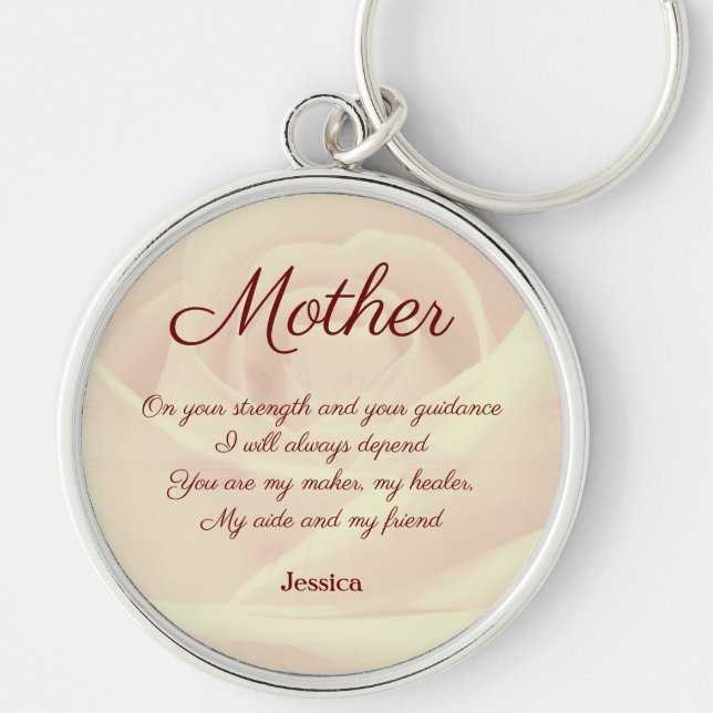 Beautiful Personalised Mother Poem Keychain (Front)
