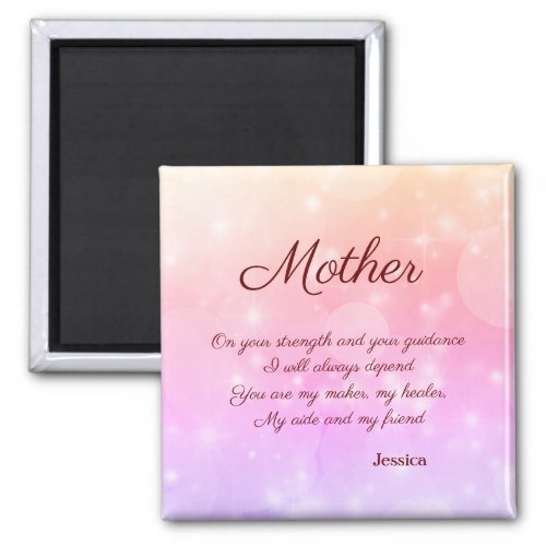 Beautiful Personalised Mother Poem Magnet