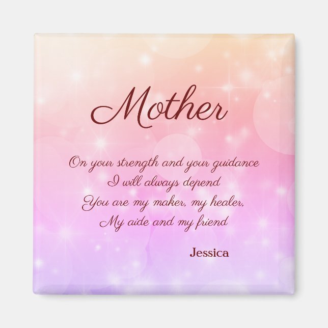 Beautiful Personalised Mother Poem Magnet (Front)