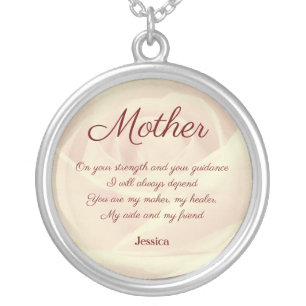 Beautiful Personalised Mother Poem Silver Plated Necklace