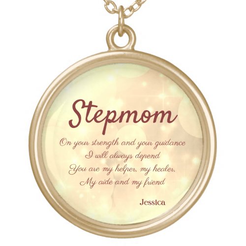 Beautiful Personalised Stepmom Poem Gold Plated Necklace