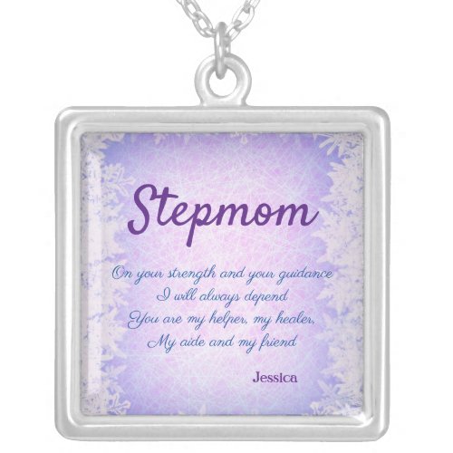 Beautiful Personalised Stepmom Poem Silver Plated Necklace